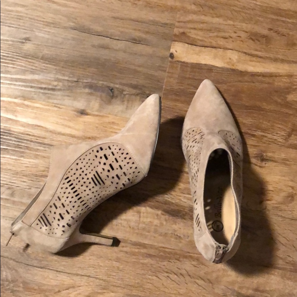 Taupe Bella Vita Perforated Suede Booties size 8